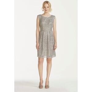 David's Bridal One By Eight Champagne Lurex Lace A Line Dress NWT Womens Size 10